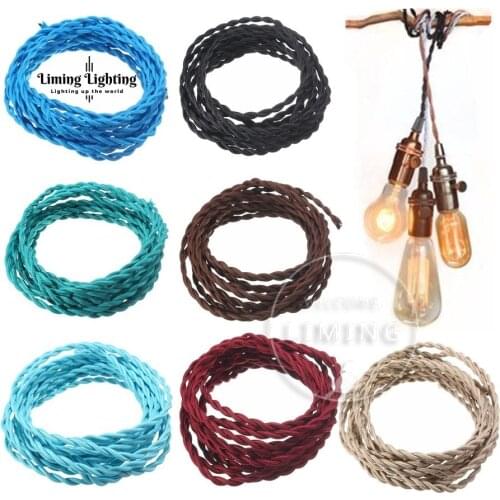 2x0.75 Vintage Electrical rope Wire Twisted Cable Retro Braided Fabric Wire DIY led pendant lamp wire vintage lamp cord