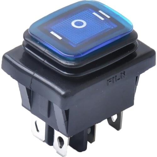 6 Pin On/Off/On Rocker Toggle Push Switch Illuminated 250V 125V AC