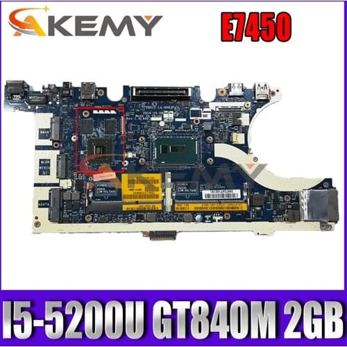 Akemy I5-5200U 840M 2GB FOR DELL Latitude E7450 Laptop Motherboard ZBU11 LA-A963P CN-074G70 74G70 WC1GH Mainboard 100% tested