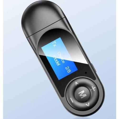 LCD Screen Display Bluetooth Audio Adapter Wireless Receiver Transmitter 2 in 1 Support Hands-free Call For Car Kit Speakers