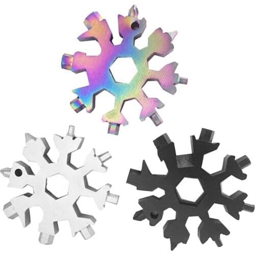 Snowflake Key Chain 18 Handy Tools in One Keychain Hex Screwdriver Camping Tools