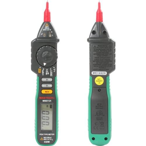 Mastech MS8212A Pen Type Digital Multimeter DC/AC Current Voltage Multimetro Tester Diode Continuity Logic Non-Contact Vol