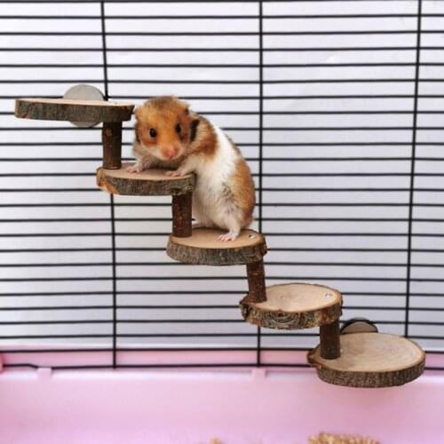 3/5 Layers Wooden Hamster Ladder Toy Suspension Bridge Climbing Stairs Perches Cage Pet Toys Small Animal Supplies C42