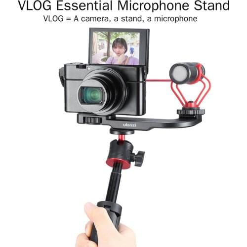 Ulanzi PT-9 Smartphone Vlog Mount Plate for Gopro DSLR Camera Sony A6300 A6400 Cold Shoe Vlog Mount for Microphone LED