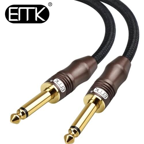 EMK Jack 6.5 Mono Cable Braided Mono 6.3 6.5 Jack Male to Male Aux Audio Cable 5m 8m 10m 15m for Guitar Mixer Amplifier Bass