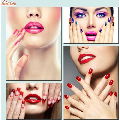 ShineHome-4pcs Wall Art Canvas Printing Paintings Makeup Nail Spa Body Salon Massage Artwork Modular Pictures Posters and Prints