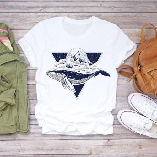 Women T-shirts Mountain Ocean Animal Short Sleeve Summer Fall Ladies Print Lady Womens Graphic T Top Shirt Female Tee T-Shirt