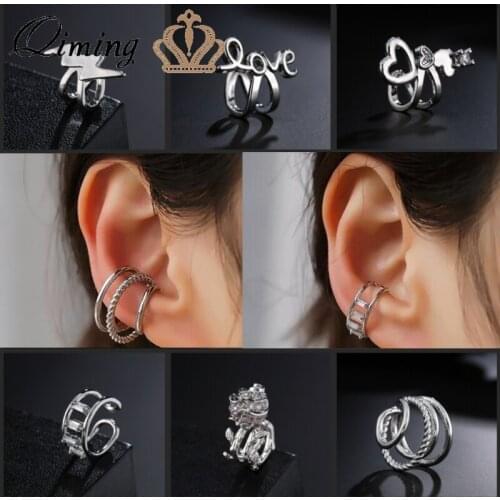 1pcs Geomtric Circle Ear Cuffs Clip On Earrings For Women None Piercing Ear Bone Clip Metal Zircon Cartilage Jewelry