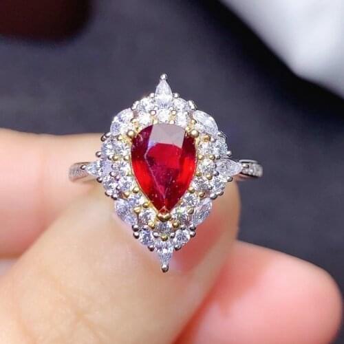 Sterling Silver Rings 925 with Natural Garnet Rings for Women Luxury Anillos Plata 925 Para Mujer