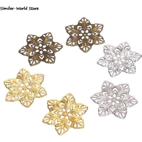 30/20/10 DIY Jewelry Earrings Stud Pin Filigree Flower Wraps Connectors DIY Jewelry Making Accessories Metal Crafts Decoration