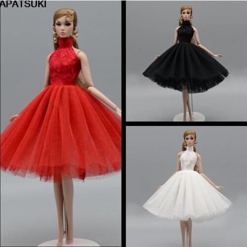 Fashion High Neck Ballet Dress For Barbie Doll Clothes Outfits 1/6 Dolls Accessories Dancing Party Gown 4-layer Skirt Kids Toys