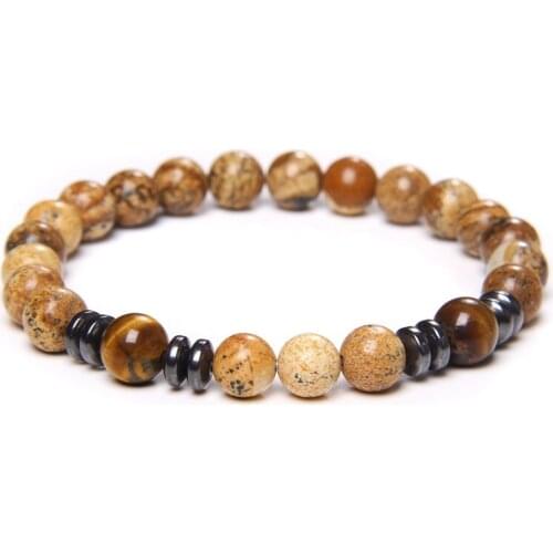 Fashion Natural Stones Bead Bracelet Hematite Spacer Turquoises Howlite Picture Stone Bracelets For Women Men Christmas Gift