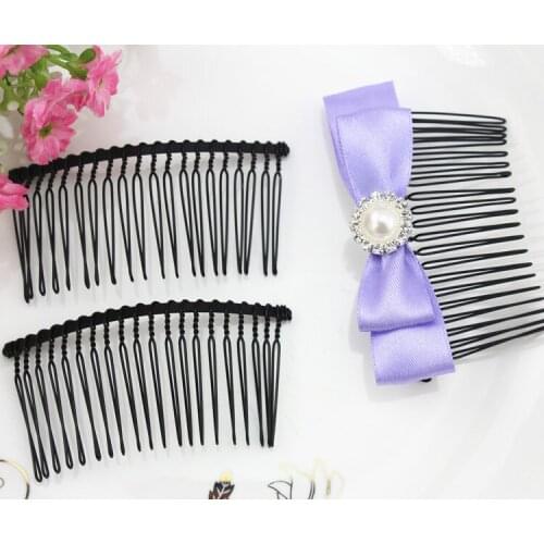 Set of 75pcs Metal blank hair comb fascinator supply 3 inch long black - DIY millinery, bridal veil supply, hair