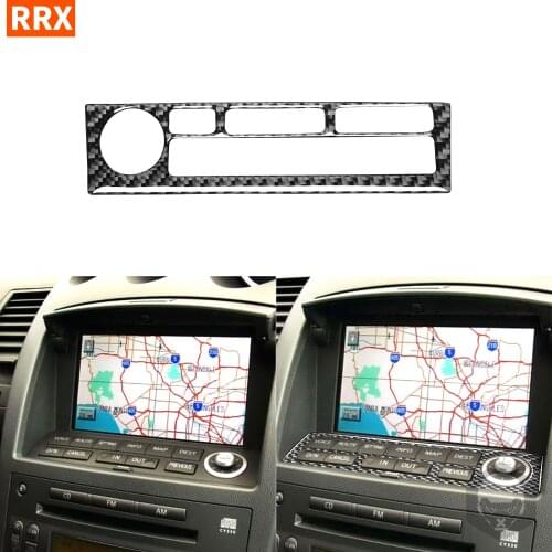 For Nissan 350Z Z33 2003-2009 Real Black Carbon Fiber Sticker Central Control Navigation Key Frame Interior Car Accessories