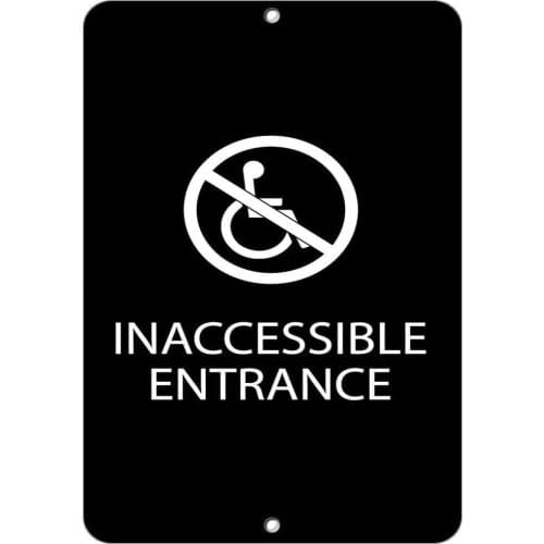 Inaccessible Entrance Ada Ada Exit for Driveway House Fence Retro Metal Tin Sign Plaque Poster Wall Decor Art Shabby Chic Gift