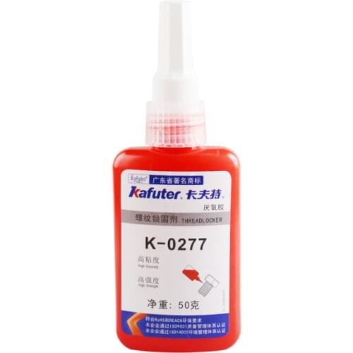New50g high qualityKafuter k-0277 Permanent locking high strength high viscosity thread locker sealant red viscous liquid