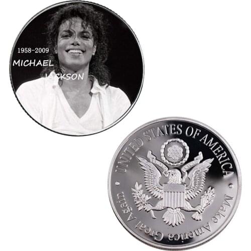 Michael Jackson Commemorative Coin Famous Metal Coin Silver Metal Crafts Value Collection Challenge Coin