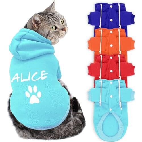 Personalized Cat Clothes Clothing Custom Cotton Pet Puppy Cat Hoodies French Bulldog Cat Name Phone No. Hoodies Coat XS-2XL