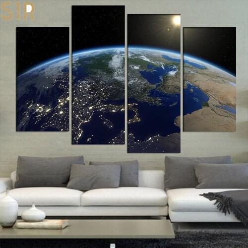 Four Consecutive Planets Starry Sky Wall Art Posters Black and White Abstract Wall Art Anime Decor Art Home Decor