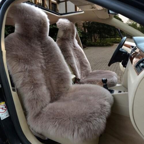 Full-length sheep fur car seats cushion seat cover for Australian fur seats in winter 5 car seats in 1 set