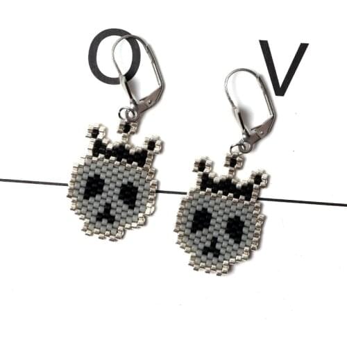 FAIRYWOO Skull Earrings For Women Vintage Miyuki Beaded Jewelry Luxury Gift For Lovers Punk Style Crown Jewelry Delica Wholesale