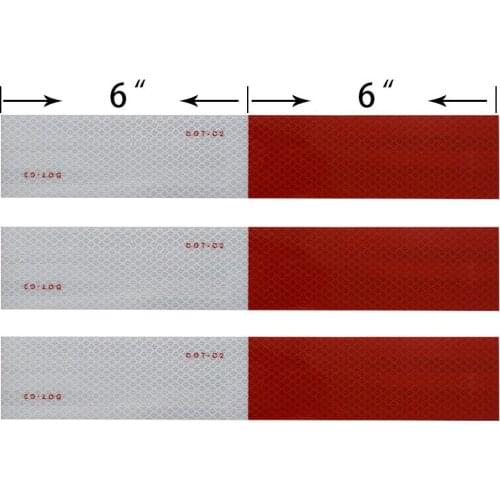 High Intensity Dark Reflective Tape Various sizes 2"x150' Lengths Vehicle CONSPICUITY Reflective Tape - DOT Red & White