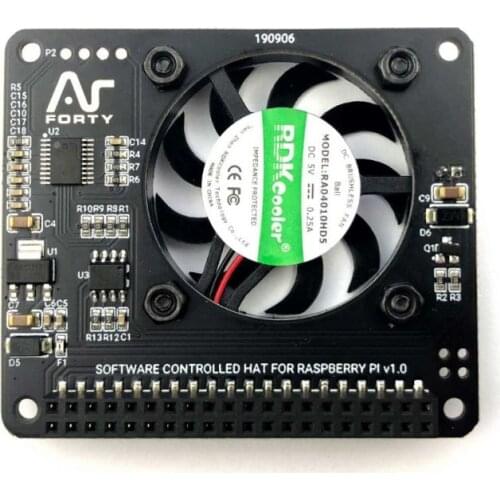 Argon Fan HAT for Raspberry Pi 4, and Raspberry Pi 3 | 40mm Raspberry Pi Fan with Power Button | PWM and Software Controllable