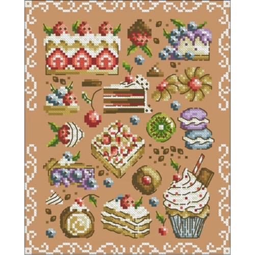 TOP Cake dessert patterns Counted Cross Stitch 11CT 14CT DIY Cross Stitch Kits Embroidery Needlework Sets