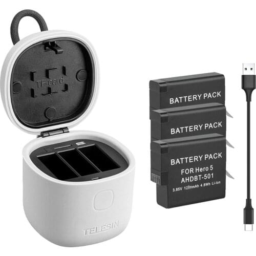 3-port charger battery + storage box+USB 3.0 card reader for GoPro Hero 7/6/5 Hero7 Hero 6 black accessories