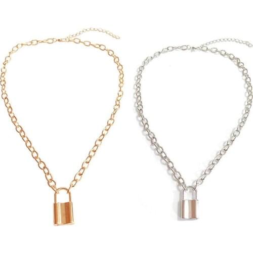 Fashion Jewelry For Women Lock Pendant Chain Necklace Punk Choker Padlock Necklace Vintage Jewelry Necklace Accessories Collier