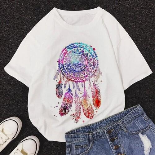 Color Wind Chimes Graphic Print T-shirt Women Harajuku Aesthetic White Top Tshirt Tee 2021 New Summer Fashion Y2k Female T Shirt