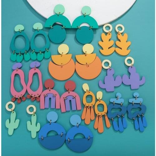 AENSOA 12 Style Unusual Fashion Acrylic Cute Long Drop Earrings for Women Irregular Geometric Dangle Earrings Pendant Jewelry