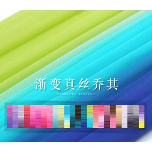 100% pure mulberry soft solid color Narrow gradient silk georgette soft light DIY clothes A48