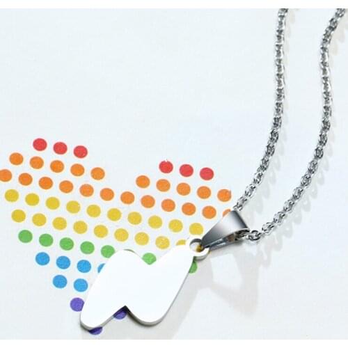 2021 LGBT Trendy Stainless Steel Material Rainbow Lightning Personalized Pendant Necklace Suitable For Coupless Jeweiry