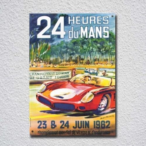 24 Hours Le Mans 1962 Vintage Garage Tin Sign Metal Sign Metal Poster Metal Decor