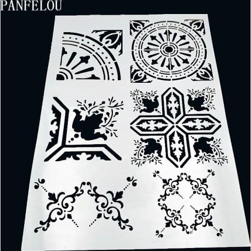 29.5*21cm The geometry scrapbook stencils spray plastic mold shield DIY cake hollow Embellishment printing lace ruler