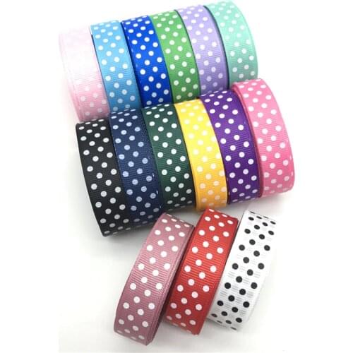 5yards 5/8'' (15mm) Grosgrain Ribbon Printing Polka Dot For Hair Bow Party Christmas Wedding Decoration DIY Gift Wrapping