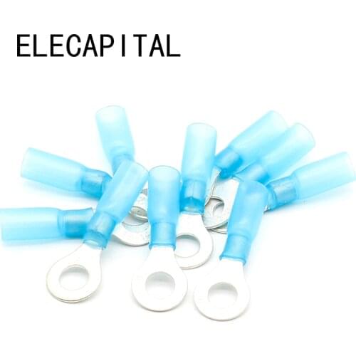 50pcs RV2-6 Blue Ring Insulated Wire Connector Crimp Terminal Cable Connector waterproof Thermal shrinkable terminal
