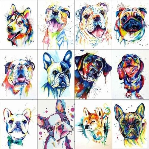 5D DIY Diamond Painting Animal Full Square Colorful Dog Diamond Embroidery Cross Stitch Mosaic Home Decoration