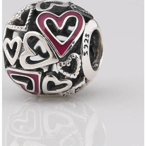 S925 Bead Love Hearts Charm fit Lady Bracelet Bangle DIY Jewelry