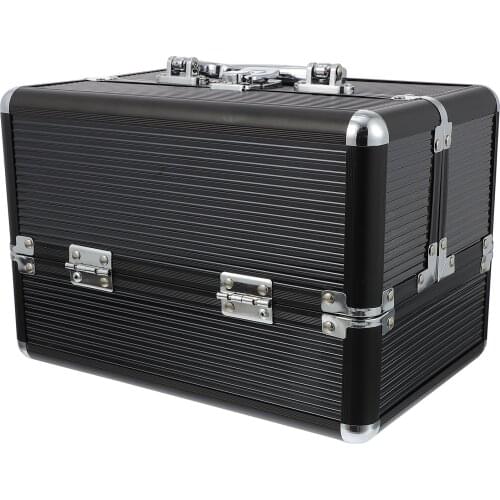 1pc Professional Makeup Case Portable Cosmetic Organizer Box Metal Large Capacity Nail Tool Suitcase Toiletry Storage Container