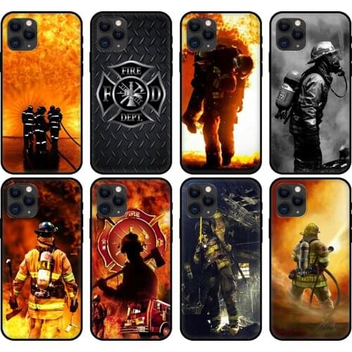 Black tpu case for iphone 5 5s se 2020 6 6s 7 8 plus x 10 XR XS 11 12 mini pro MAX back cover Firefighter Heroes Fireman