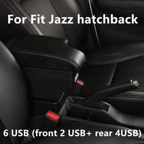 For Fit Jazz hatchback armrest box central Store content Storage box USB interface 2002-2007