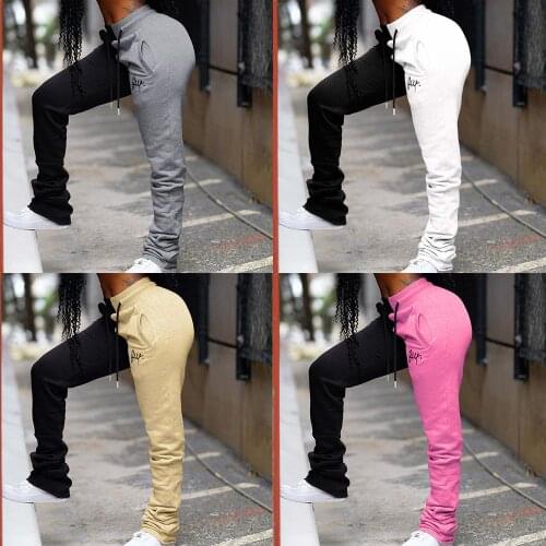 Breathable Ladies Color Matching Pants Women Fashion Color Splicing Elastic Casual Long Trousers for Sports Running Outfits 2020