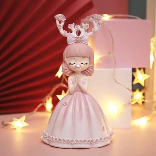 Elegant Princess Figurines Resin Home Decoration Fairy Girl Statue Car Ornaments Room Desktop Decor Birthday Gift Sculpture