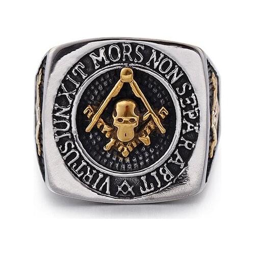 European and American stainless steel ring mens jewelry titanium steel Masonic letter skull ring