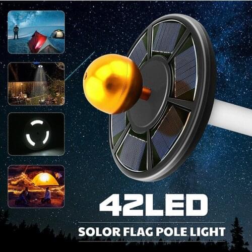 42 LED Solar Powered Flagpole Light Adjustable Brightness Camping Lights Outdoor Camping Night Lamp Super Bright Downlight