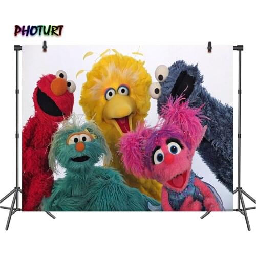 PHOTURT Sesame Street Photography Backdrops Kids Birthday Party Background Elmo Cookie Monster Polyester Vinyl Photo Studio Prop