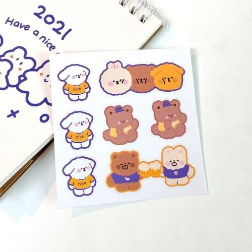 Cartoon Animal Stickers Aesthetic for Student Notebook Diy Decoration Cute Stickers Personalized Korean Stationery
