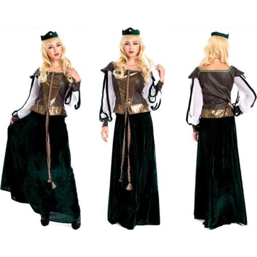 Halloween Queen Princess Retro European Court Black Velvet Dress In Stock
